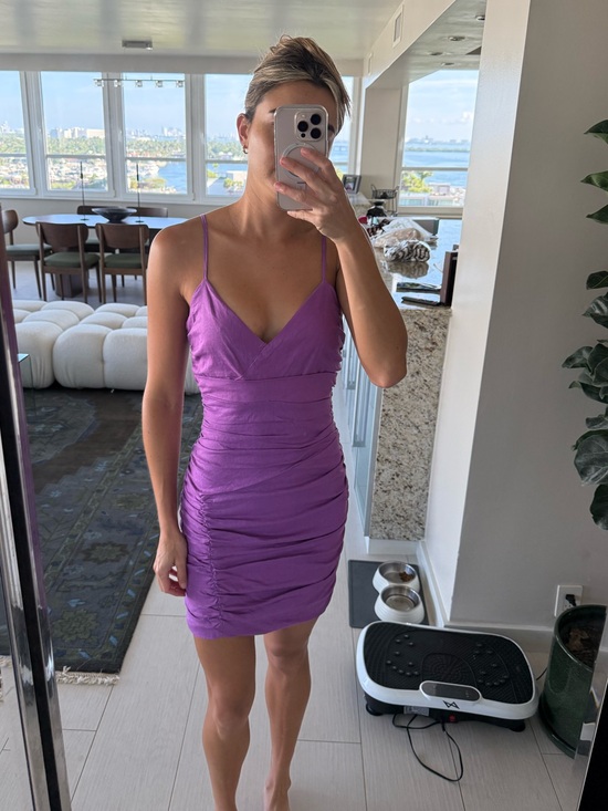 Zara Dresses & Skirts - Purple Ruched Spaghetti Strap Dress